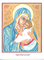 Icon Card of the Virgin Mother of Carmel